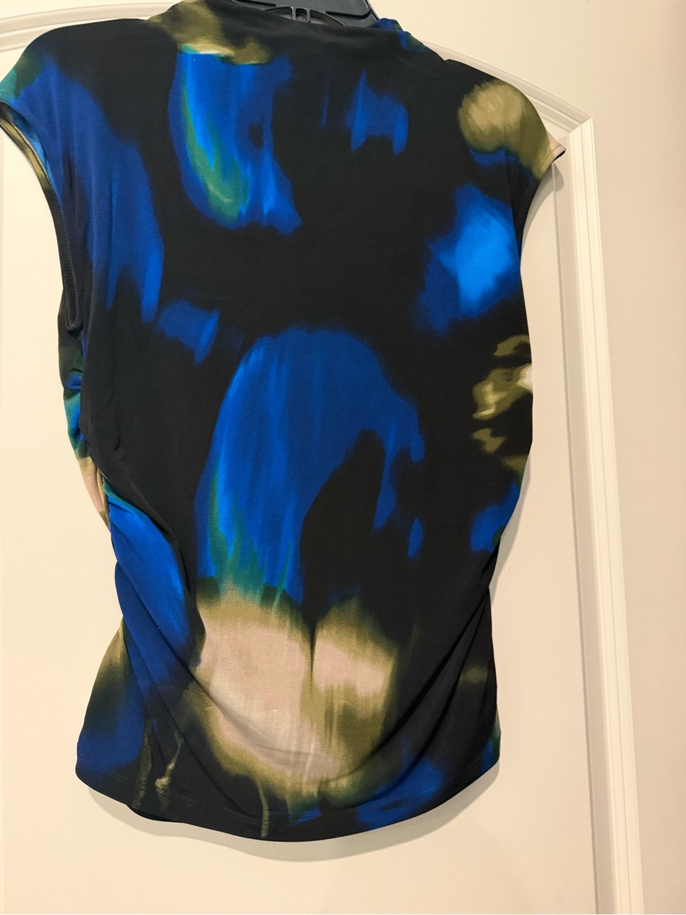 DKNY Black Camisole with Blue and Cream Abstract Print